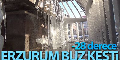 Erzurum buz kesti: Eksi 28
