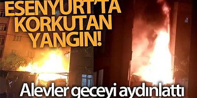 Esenyurt'ta iki bina arasındaki hurda deposu alev alev yandı