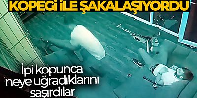 Esenyurt'ta köpeği ile şakalaşırken nereye kaçacağını şaşırdı