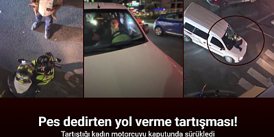 Esenyurt’ta yol verme tartışması: Kadın motorcuyu kaputunda sürükledi