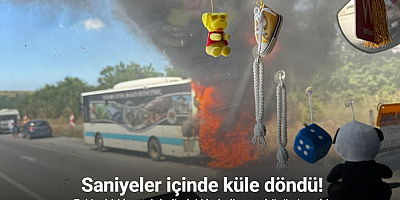 Eskişehir’de seyir halindeki belediye otobüsü yanarak kullanılamaz hale geldi