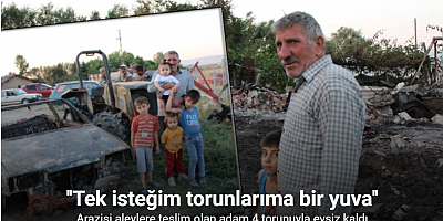 Ev, traktör ve otomobili yanan çift 4 torunuyla yuvasız kaldı
