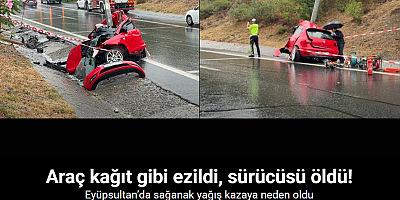 Eyüpsultan’da sağanak yağış nedeniyle kayan yolda direğe çarptı, hayatını kaybetti