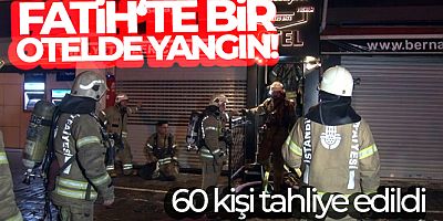 Fatih'te 6 katlı otelde çıkan yangında 60 kişi tahliye edildi