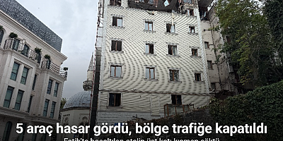 Fatih’te boşaltılan otelin üst katı kısmen çöktü: 5 araç hasar gördü, bölge yaya ve araç trafiğine kapatıldı