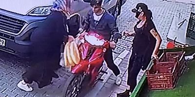 Fatih'te cep telefonu hırsızı, motosikletini kadının üzerine sürerek kaçtı