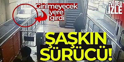 Fatih'te tramvay yoluna giren sürücü şaşkınlığı