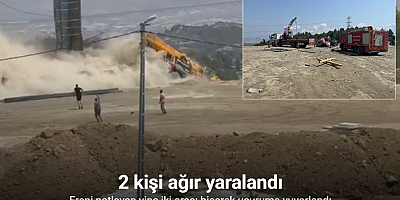 Freni patlayan vinç iki aracı biçerek uçuruma yuvarlandı: 2 ağır yaralı