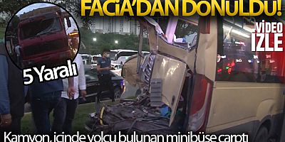 Gaziosmanpaşa'da bir kamyon, içinde yolcu bulunan minibüse çarptı