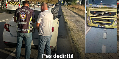 Gaziosmanpaşa’da tırı bisiklet yoluna park eden sürücü 