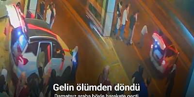 Gelini alan araba damatsız böyle harekete geçti, kazada gelin ölümden döndü