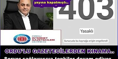 HABER SİTESİ KAPATAN SERVİS SAĞLAYICI FİRMAYA KINAMA..