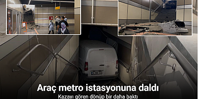 Hafif ticari aracıyla metro istasyonuna daldı