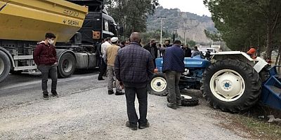 Hafriyat kamyonu traktörü metrelerce sürükledi: 1 ölü