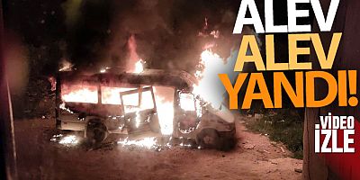 Hatay'da park halindeki öğrenci servisi kundaklandı