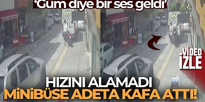 Hızını alamayan motosikletli park halindeki minibüse çarptı