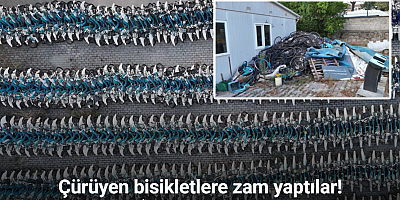 İBB’nin bisiklet mezarlığı havadan görüntülendi