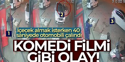 İçecek almak isterken 40 saniyede otomobili çalındı
