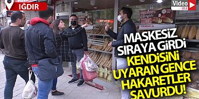 Iğdır'da pide kuyruğunda maske tartışması