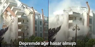 İş makinesinin darbesiyle 9 katlı bina yerle bir oldu