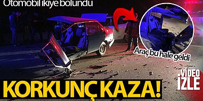 Isparta'da kaza sonrası otomobil ikiye bölündü: 4 yaralı