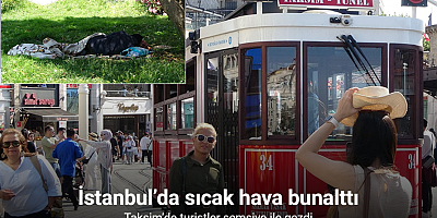 İstanbul’da sıcak hava bunalttı: Taksim’de turistler şemsiye ile gezdi