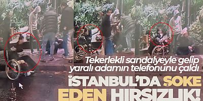 İstanbul'da şoke eden hırsızlık kamerada: Tekerlekli sandalyeyle gelip yaralı adamın telefonunu çaldı