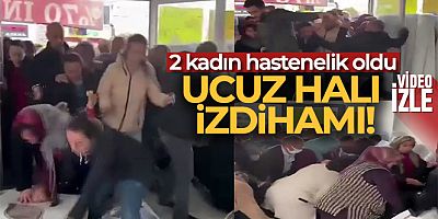 İzmir'de ucuz halı izdihamında 2 kadın hastanelik oldu