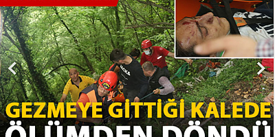 Kalede gezerken 80 metreden düşen genci kurtarmak için seferber oldular