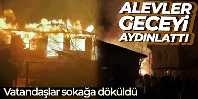 Kalorifer kazanı patladı, alevler geceyi aydınlattı