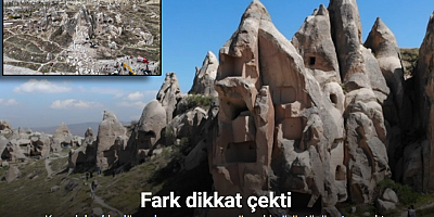 Kapadokya’da düşen kaya parçasının önceki görüntüsü