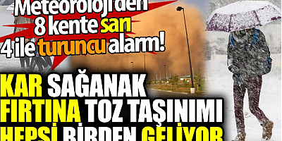 Kar sağanak fırtına toz taşınımı hepsi birden geliyor. Meteoroloji'den 8 kente turuncu 4 ile sarı uyarı