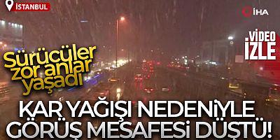 Kar yağışı nedeniyle görüş mesafesi düştü, sürücüler yavaş yavaş ilerledi