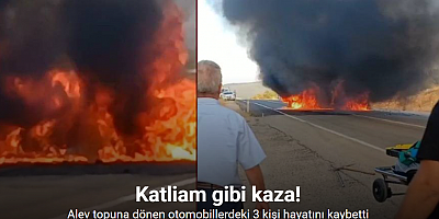 Karabük’teki feci kaza kamerada: Otomobilller alev topuna döndü