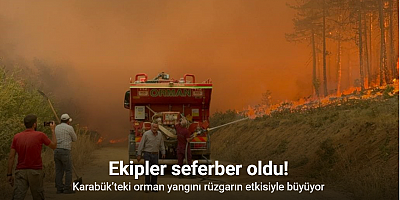 Karabük’teki orman yangını rüzgarın etkisiyle büyüyor