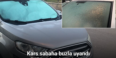 Kars sabaha buzla uyandı: Eksi 7 derecede araçların camları dondu