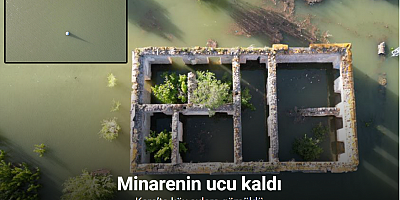 Kars’ta köy sulara gömüldü, minarenin ucu kaldı
