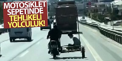 Kartal'da motosiklet sepetindeki tehlikeli yolculuk kamerada