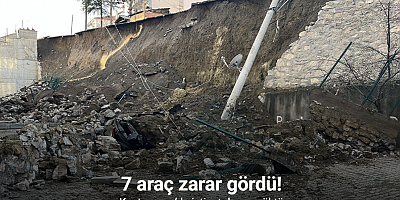 Kastamonu’da istinat duvarı çöktü, 7 araç zarar gördü