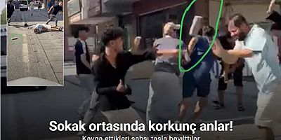 Kavga ettikleri şahsı taşla bayılttılar... Sokak ortasındaki kavga kamerada