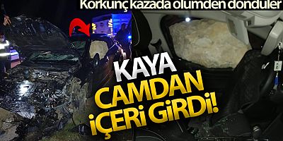 Kaya camdan içeri girdi, karı koca yaralandı