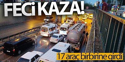 SON DAKİKA Kayganlaşan yolda 17 araç birbirine girdi: 4 yaralı