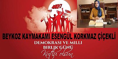 KAYMAKAM ÇİÇEKLİNİN  15 TEMMUZ DEMOKRASİ VE MİLLİ BİRLİK GÜNÜ MESAJI