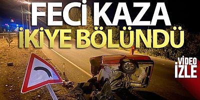 Kaza sonrası ikiye bölünen otomobilden yaralı çıktılar