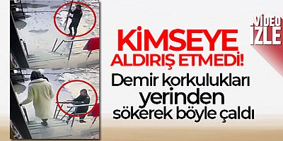 Kimseye aldırış etmedi... Demir korkulukları yerinden sökerek böyle çaldı