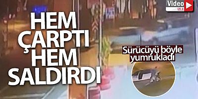 Kırmızı ışıkta duran araca çarptı, tekme tokat sürücüyü yumrukladı
