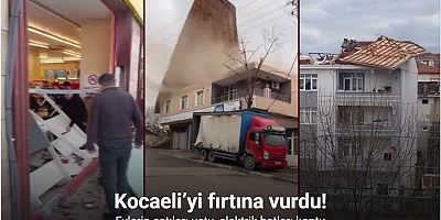 Kocaeli’yi fırtına vurdu: Evlerin çatıları uçtu, elektrik hatları koptu