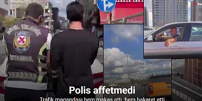 Küçükçekmece’de makas atıp sürücülere hakaret eden maganda kamerada