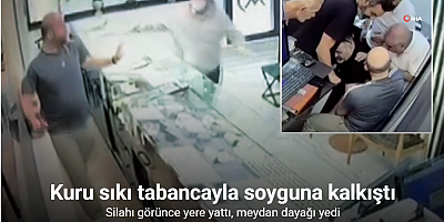 Kuru sıkı silahla kuyumcu soymaya kalktı, baltayı taşa vurdu: O anlar kamerada