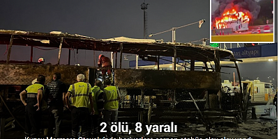 Kuzey Marmara Otoyolu’nda bariyerlere çarpan otobüs alev alev yandı